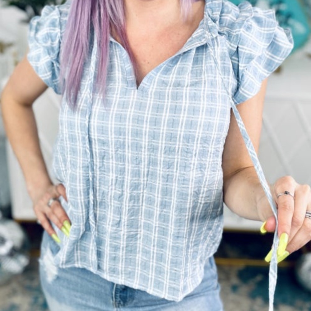 Blu Pepper Short Sleeve Ruffle Top